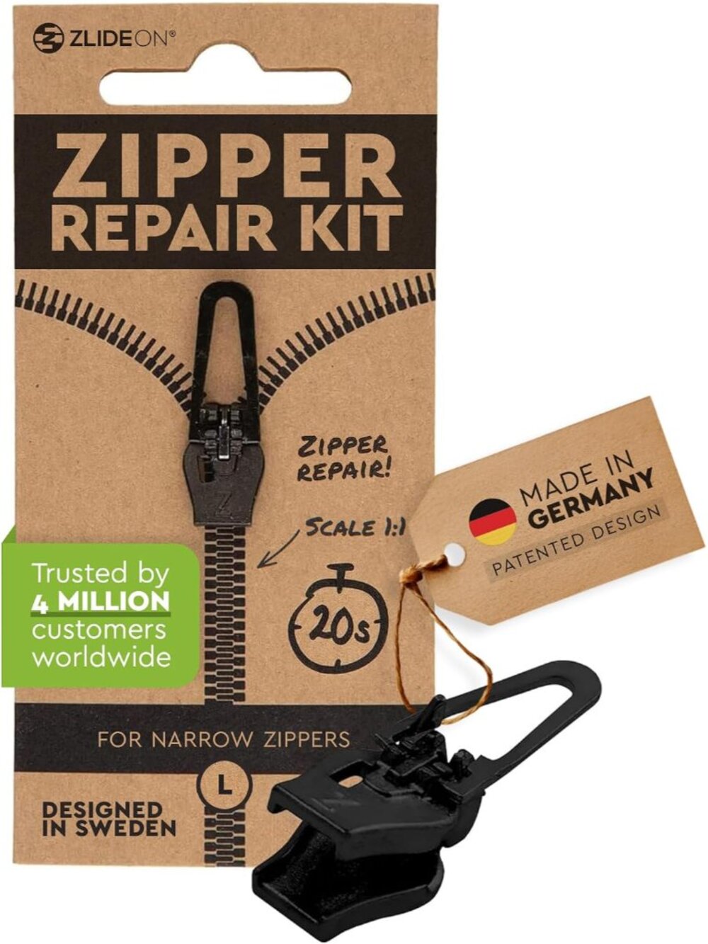 Zipper Repair Kit for Narrow Zippers - 1pcs - Black L/5
